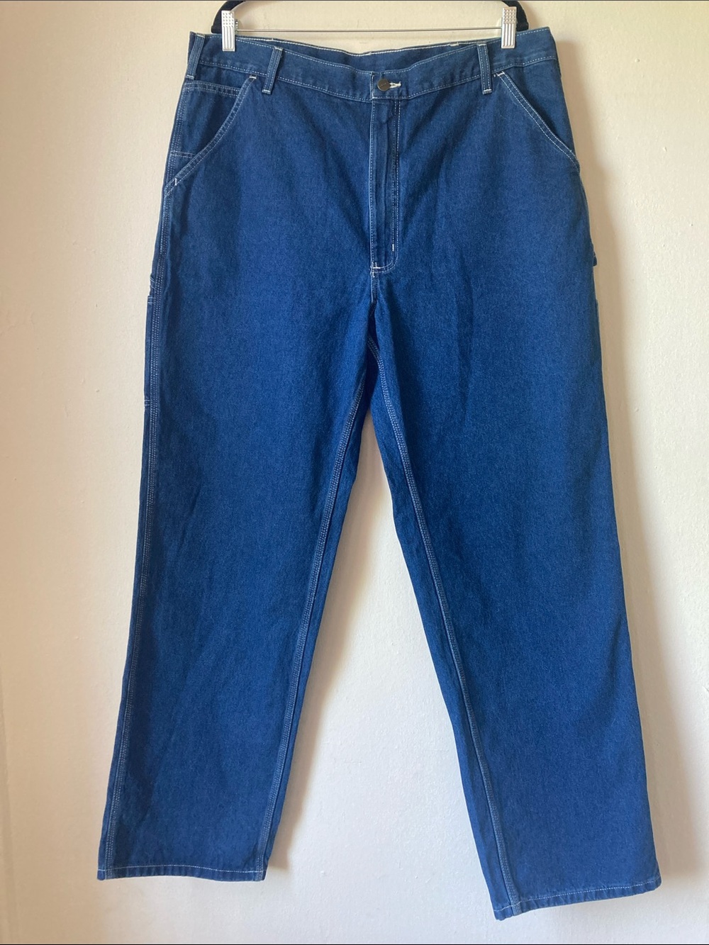 Carhartt Men's Loose Original Fit Blue Work Dungaree Jeans 40x34